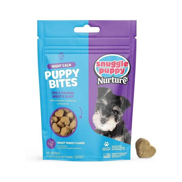 Natural Puppy Sleep Aid Chews with Melatonin, L-Theanine, & More for Calming Nights