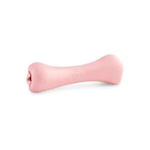 Natural Rubber Chew Bone Toy with Treat Hole for Heavy Chewers Pink