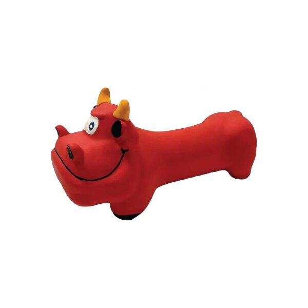 Natural Rubber Latex Squeaky Dog Toys - Bull Shape for Dogs of All Ages