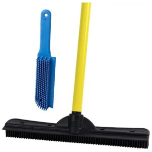 Natural Rubber Pet Hair Remover Broom and Lint Brush Set for All Types of Flooring