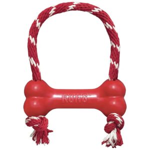 Natural Rubber Red Dog Bone with Rope for XS Dogs Chewing Engagement