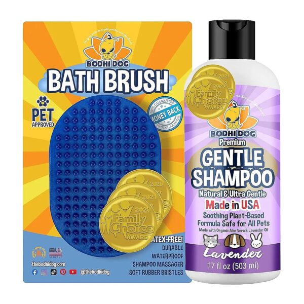 Natural Shampoo and Brush Bundle for Healthy Coat and Skin in Dogs