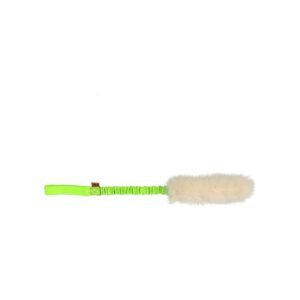 Natural Sheepskin Dog Toy with Green Bungee for Canine Motivation and Reward Training