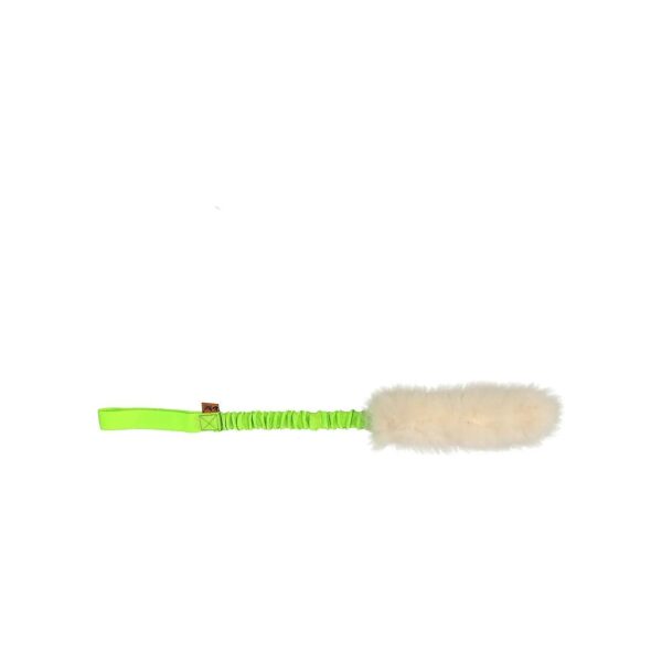 Natural Sheepskin Dog Toy with Green Bungee for Canine Motivation and Reward Training