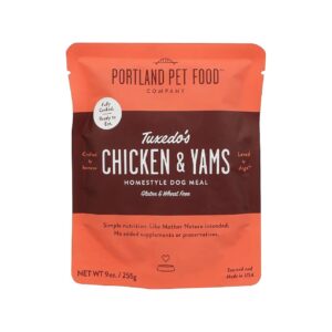 Natural Tuxedo's Chicken and Yams Dog Food Pouches for Convenient and Healthy Feeding