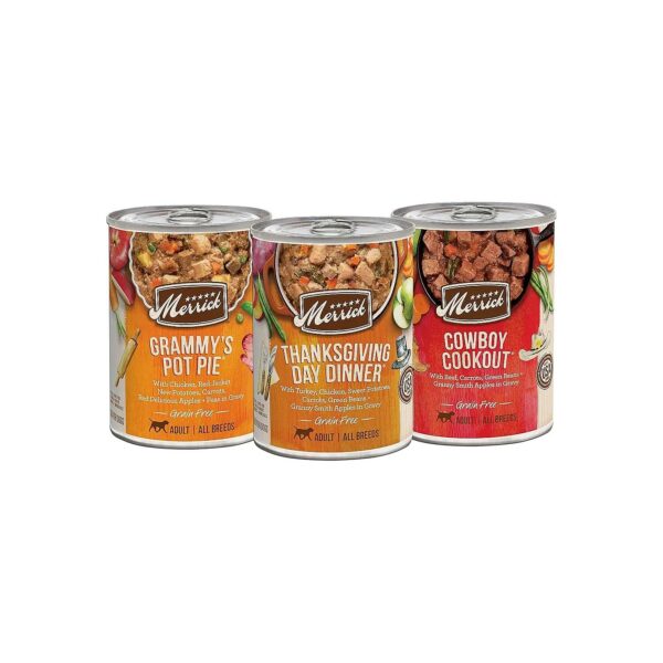 Natural Wet Dog Food Variety Pack with Deboned Beef Turkey or Chicken