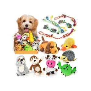 Natural and Fun Dog Toys for Puppies, 12-Pack Plush and Rope Toys