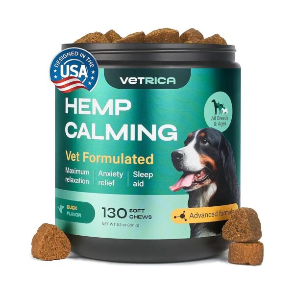 Natural and Organic Dog Calming Chews for Stress Relief with Hemp Seed Oil