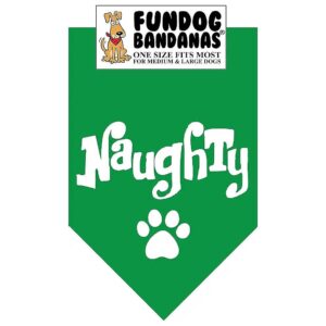 Naughty Christmas Kelly Green Dog Bandana for Medium to Large Breed Dogs