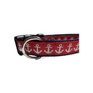 Nautical Dog Collar with Quick Release Buckle, 1 inch Wide, Large Size 15-22 inches