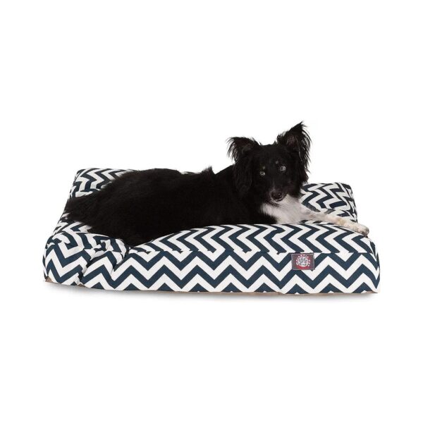 Navy Blue Chevron Dog Bed with Removable Washable Cover for Indoor and Outdoor Use