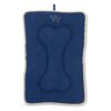 Navy Blue Dog Crate Mat with Soft Faux Suede and Plush Lambs Wool for Cats