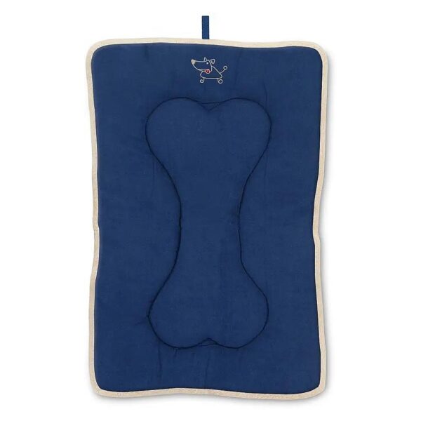 Navy Blue Dog Crate Mat with Soft Faux Suede and Plush Lambs Wool for Cats