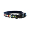 Navy Multi-color Multi-flag Dog Collar with Heavy Duty Nickle Plated Ring