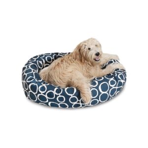 Navy Sherpa Dog Bed with Premium High Loft Polyester Filling for Large Breed Dogs