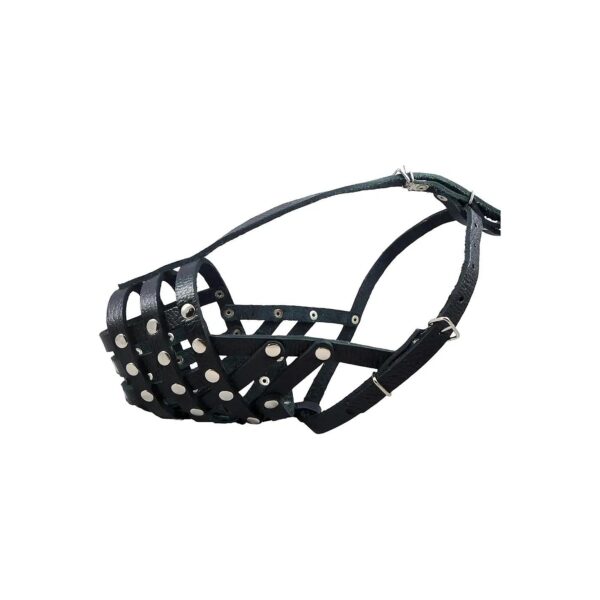 Neck and Snout Protection Dog Muzzle with Leather and Mesh Design for Large Breed Dogs