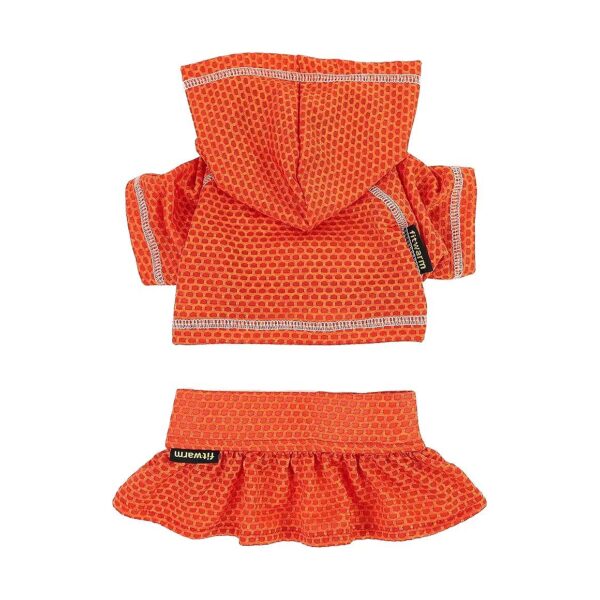 Neon Orange Small Dog Cooling Shirt and Skirt Set for Sun Protection and Summer Fun