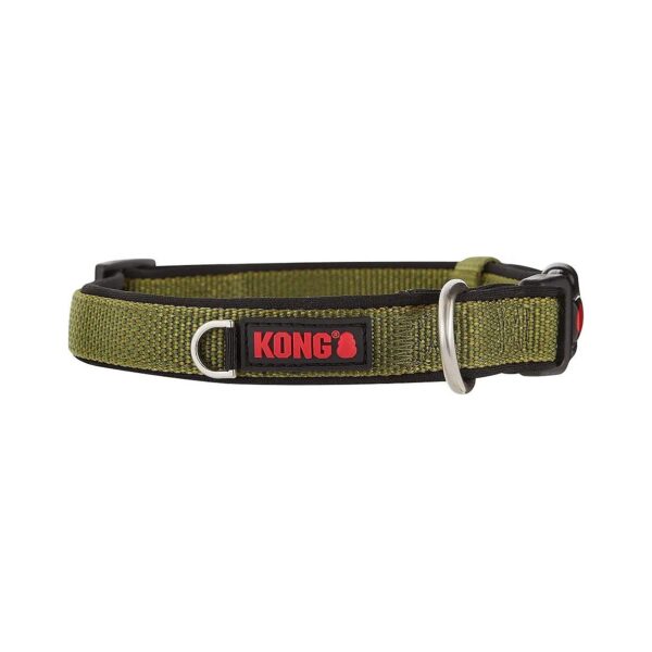 Neoprene Padded Green Dog Collar with Wide Comfort Design