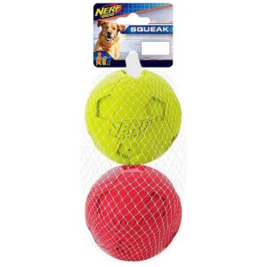 Nerf Tough Water Resistant Dog Soccer Balls 2 Pack Red and Green