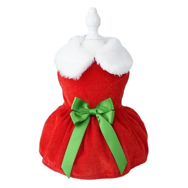 New Year Pet Outfit for Small Dogs Velvety Christmas Dress for Christmas Parties