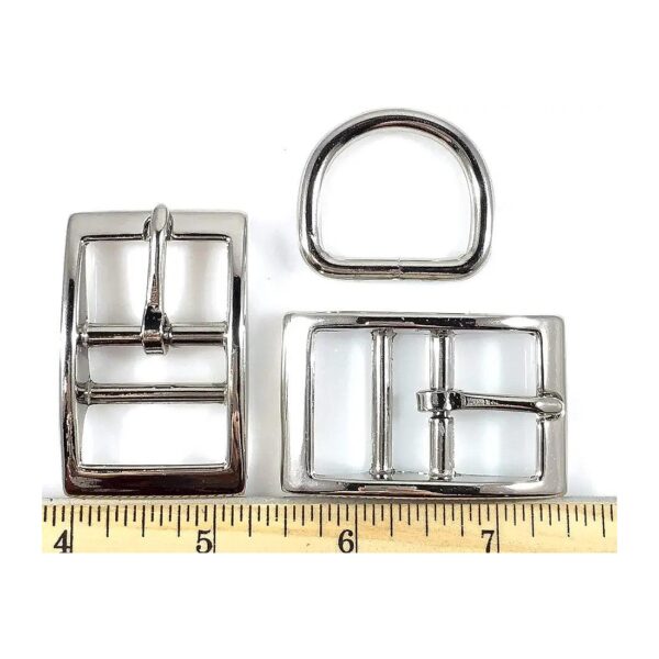 Nickel Finish Dog Collar Hardware 6 Sets with 1" Buckle and Dee Ring