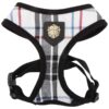 No Choke Adjustable Chest Belt Checkered Pattern Dog Harness Black