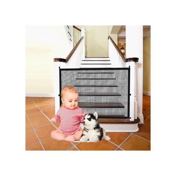 No Drill Retractable Mesh Pet Gate for Stairs and Doorways 3" W x 3" H Baby Safety Gate