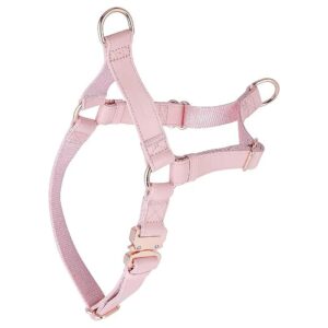 No Pull Dog Harness with Soft Leather Nylon and Rose Gold Buckle Neck Chest Adjustments