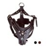 No Pull Leather Dog Harness with Adjustable Straps for Medium Small Dogs Dark-Brown