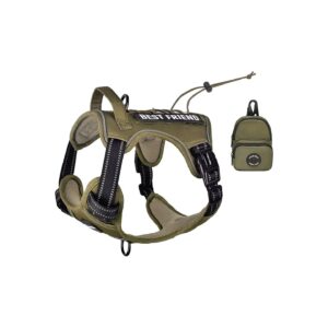 No Pull Tactical Dog Harness with Reflective Vest and Adjustable Treat Pouch