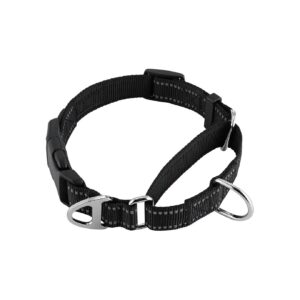 No-Pull Training Collar for Small Medium Large Dogs in Black with Martingale Design