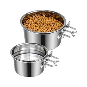 No Spill Stainless Steel Dog Crate Hanging Water Bowls for Medium Large Breeds