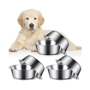 No Spill Stainless Steel Dog Food Feeder Bowls for Small Medium Large Size Dogs 6 Pcs