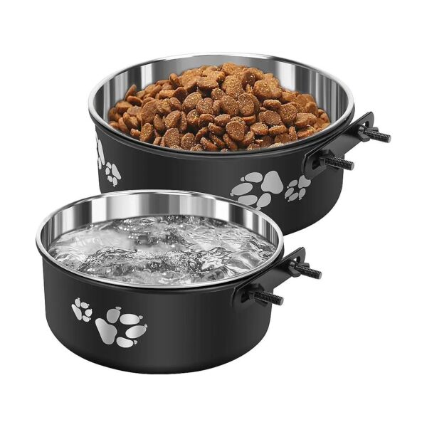 No Spill Stainless Steel Dog Water Bowls for Kennel Crate Medium Large Dogs