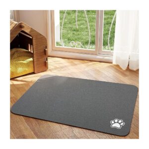 No Stain Pet Feeding Mat Dark Grey for Dogs and Cats Easy to Clean