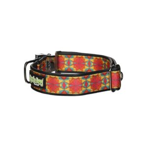 No Stink Red Kaleidoscope Waterproof Collar for Dogs with Upcycled Rubber Backing