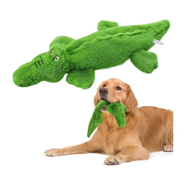 No Stuffing Plush Crocodile Dog Toy for Safe and Healthy Play for Small Medium Large Dogs