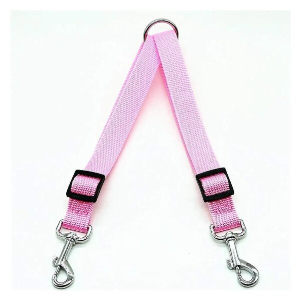 No Tangle Adjustable Dog Leash Coupler for Two Dogs in Pink