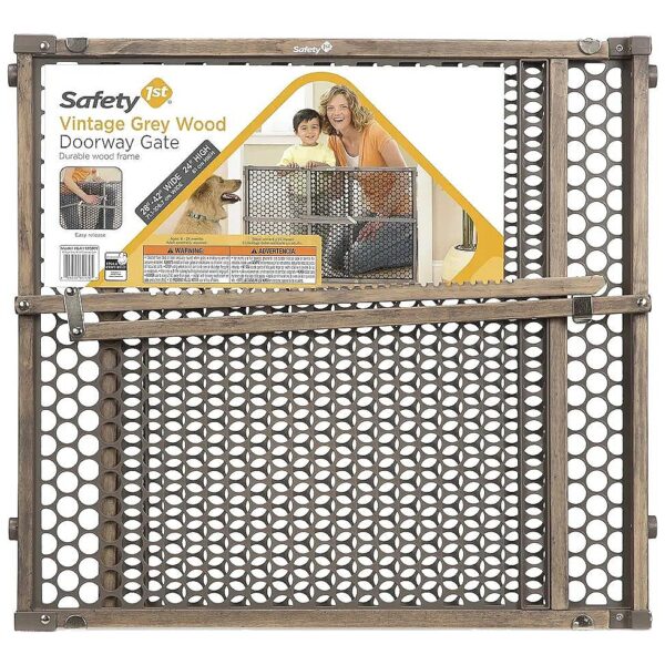 No Tool Required Wood Baby Gate with Pressure Mount Fastening