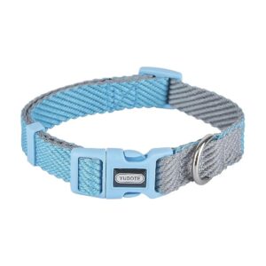 Non-Irritating Soft Cotton Dog Collar with Blue Grey Contrast Color for Small Dogs