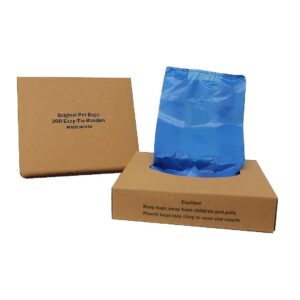 Non-Roll Blue Dog Waste Bags Made in USA with Easy-Tie Handles and Strong Construction