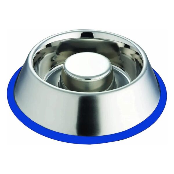 Non-Skid Slow Feed Dog Bowl in Stainless Steel - Bloat Prevention for Small Dogs