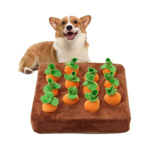 Non-Slip Carrot Dog Toy Puzzle for Stress Relief and Sleep Training with 12 Carrots