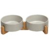 Non-Slip Ceramic and Bamboo Food and Water Bowl Set for Cats and Small Dogs