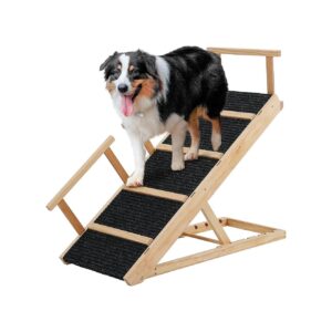 Non-Slip Dog Ramp with Adjustable Height and Detachable Safety Side Rails for Comfort