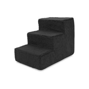 Non-Slip Foam Dog Ramp for Couch, Older Pets, 3-Step, Black, Removable Cover