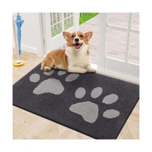 Non Slip Low Profile Mud Mat for Inside Floor Dark Grey 30x20 Inches