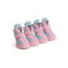 Non-Slip Rubber Sole Dog Boots for Small Dogs, Pink, Size 5, Hook & Loop