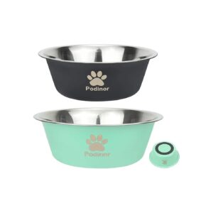 Non Slip Stainless Steel Dog Bowls 2 Pack Food Water Bowls for Large and Extra Large Dogs