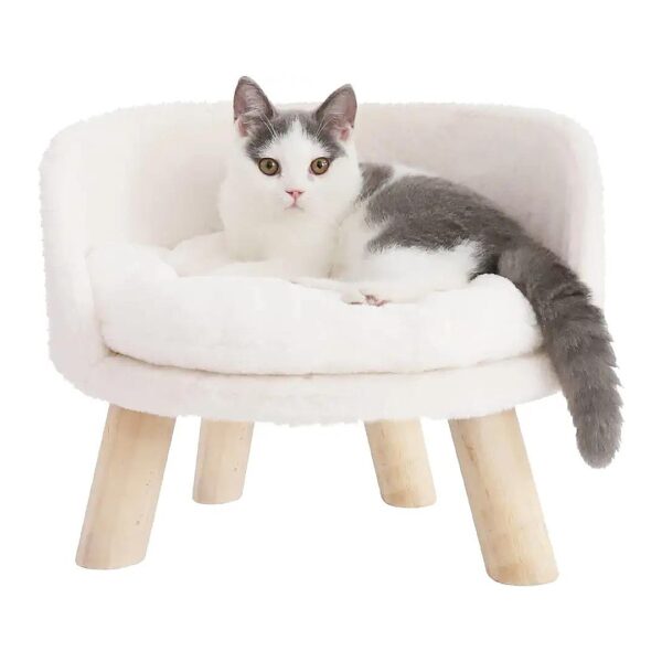 Nordic-Style Pet Bed with Cozy Pad and Wooden Legs for Small Dogs and Cats